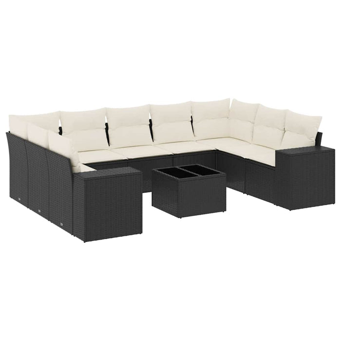 Set canapele de grădină cu perne, 10 piese, negru, poliratan - WALTI WALTI
