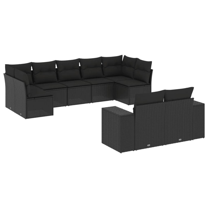 Set mobilier de grădină cu perne, 9 piese, negru, poliratan - WALTI WALTI