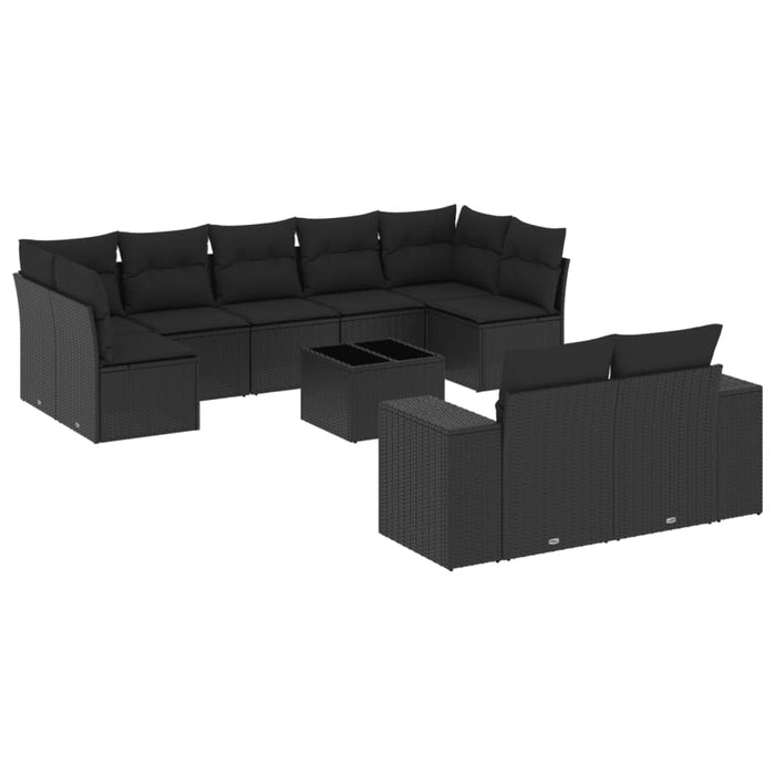 Set canapele de grădină cu perne, 10 piese, negru, poliratan - WALTI WALTI
