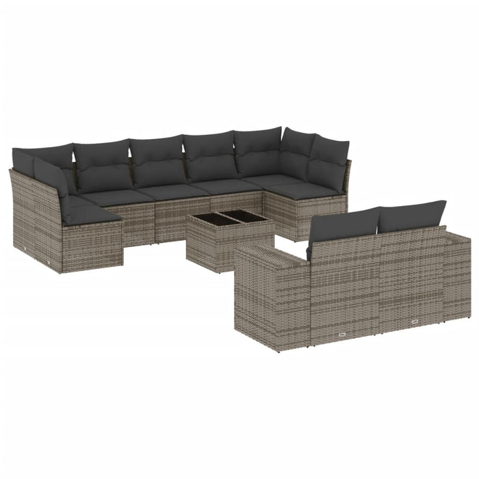 Set mobilier de grădină cu perne, 10 piese, gri, poliratan - WALTI WALTI