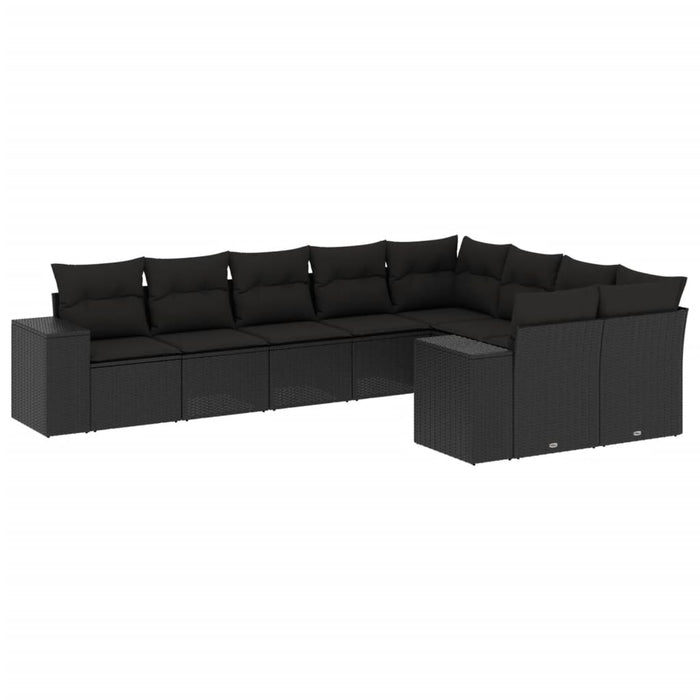 Set mobilier de grădină cu perne, 9 piese, negru, poliratan - WALTI WALTI