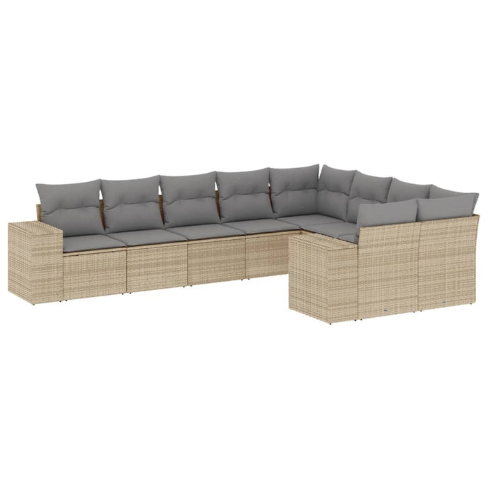 Set canapele de grădină, 9 piese, cu perne, bej, poliratan - WALTI WALTI