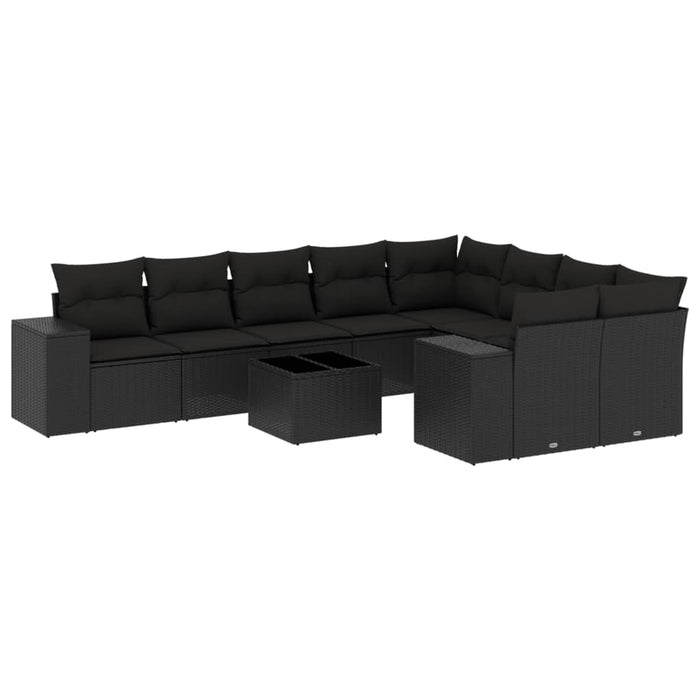 Set canapele de grădină cu perne, 10 piese, negru, poliratan - WALTI WALTI
