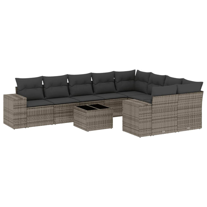 Set mobilier de grădină cu perne, 10 piese, gri, poliratan - WALTI WALTI