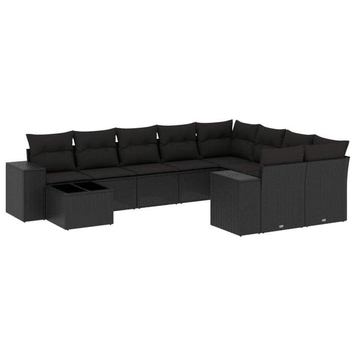 Set canapele de grădină cu perne, 10 piese, negru, poliratan - WALTI WALTI