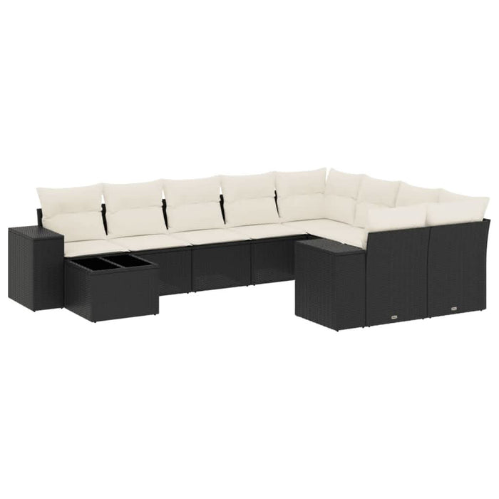 Set canapele de grădină cu perne, 10 piese, negru, poliratan - WALTI WALTI