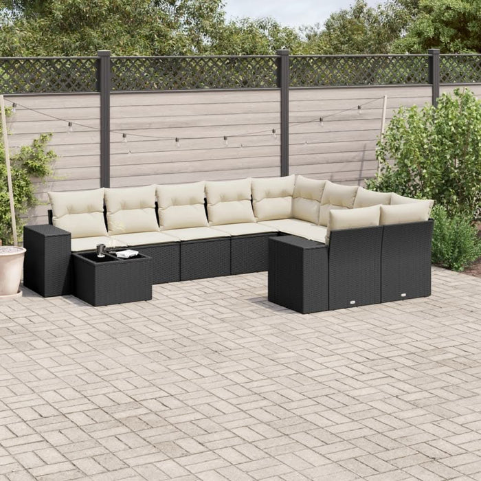 Set canapele de grădină cu perne, 10 piese, negru, poliratan - WALTI WALTI