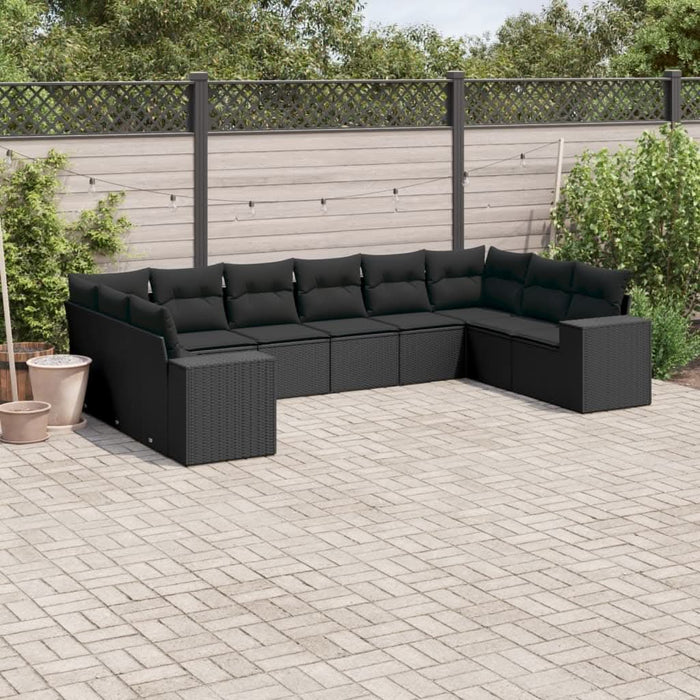Set canapele de grădină cu perne, 10 piese, negru, poliratan - WALTI WALTI