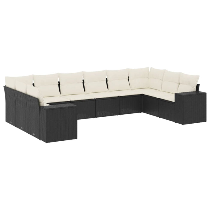 Set canapele de grădină cu perne, 10 piese, negru, poliratan - WALTI WALTI