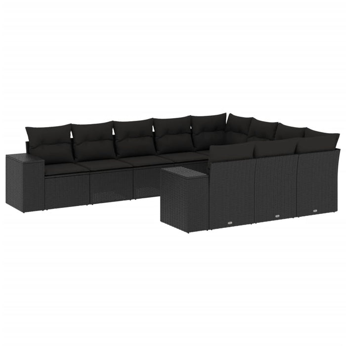 Set canapele de grădină cu perne, 10 piese, negru, poliratan - WALTI WALTI