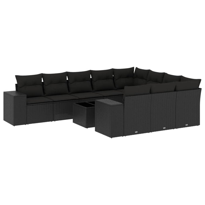 Set canapele de grădină cu perne, 11 piese, negru, poliratan - WALTI WALTI