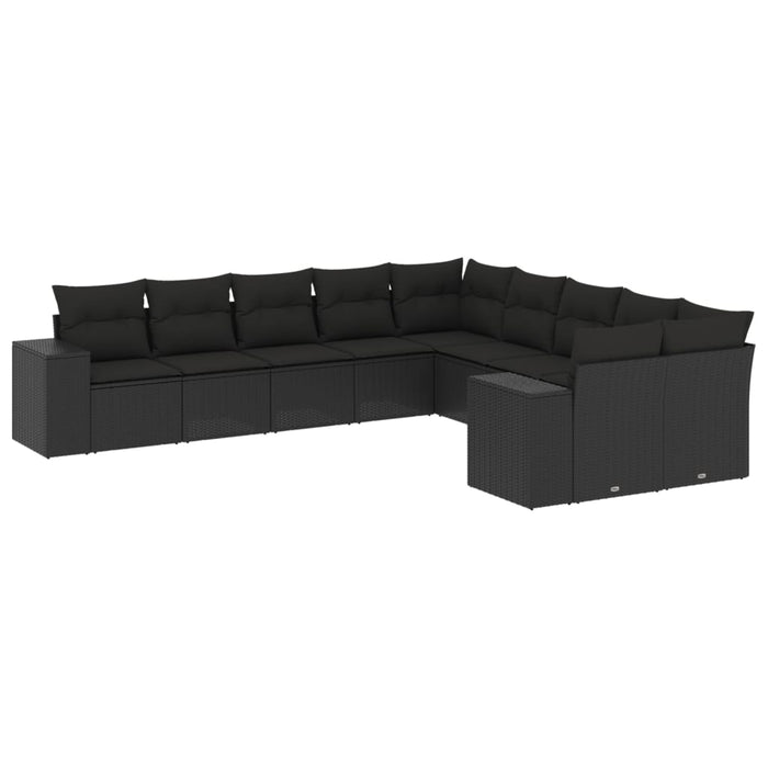 Set canapele de grădină cu perne, 10 piese, negru, poliratan - WALTI WALTI