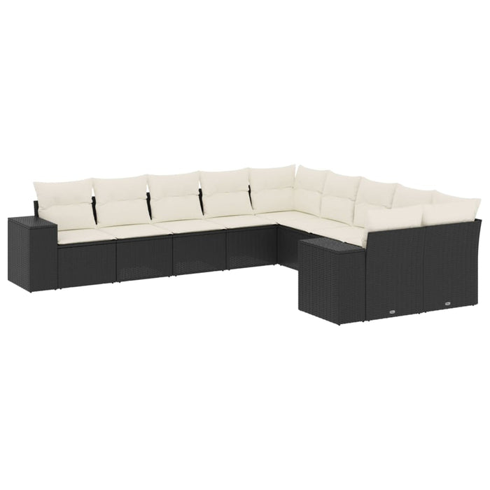 Set canapele de grădină cu perne, 10 piese, negru, poliratan - WALTI WALTI