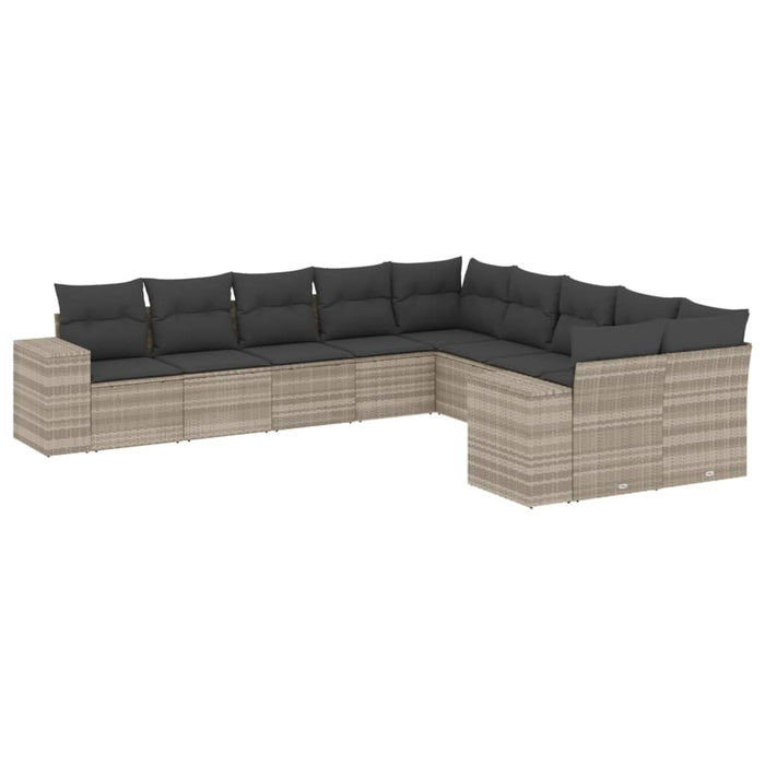 Set canapele de grădină cu perne 10 piese gri deschis poliratan - WALTI WALTI