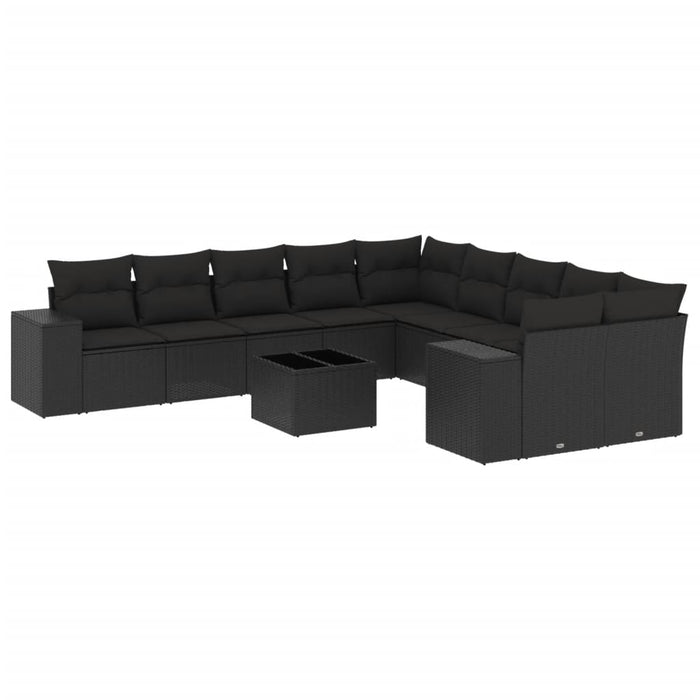 Set canapele de grădină cu perne, 11 piese, negru, poliratan - WALTI WALTI