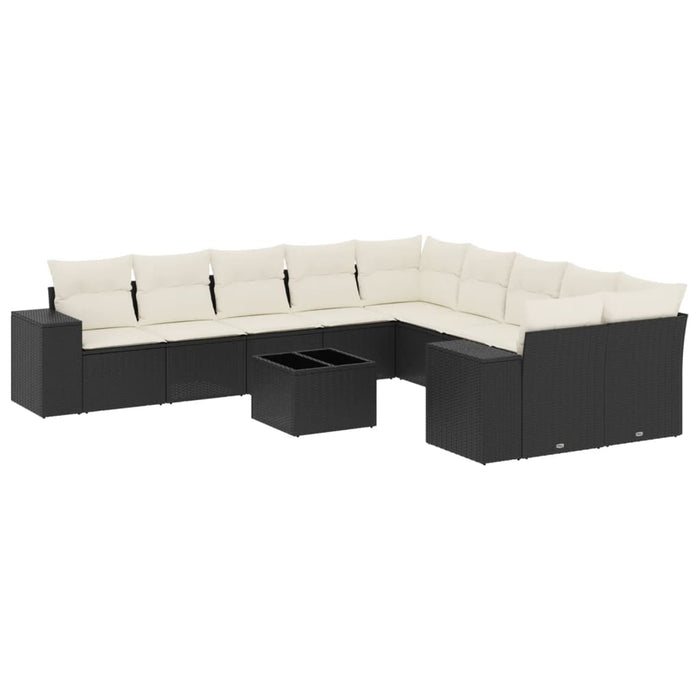 Set canapele de grădină cu perne, 11 piese, negru, poliratan - WALTI WALTI
