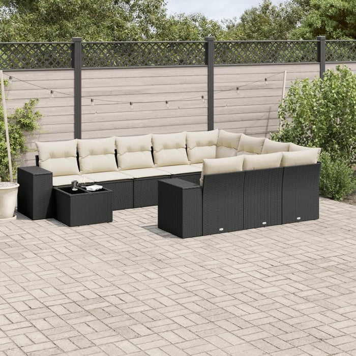 Set canapele de grădină cu perne, 11 piese, negru, poliratan - WALTI WALTI