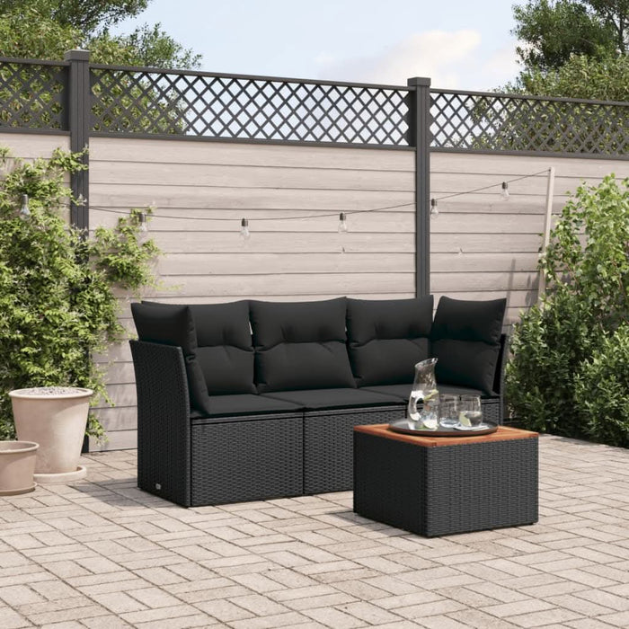 Set mobilier de grădină cu perne, 4 piese, negru, poliratan - WALTI WALTI
