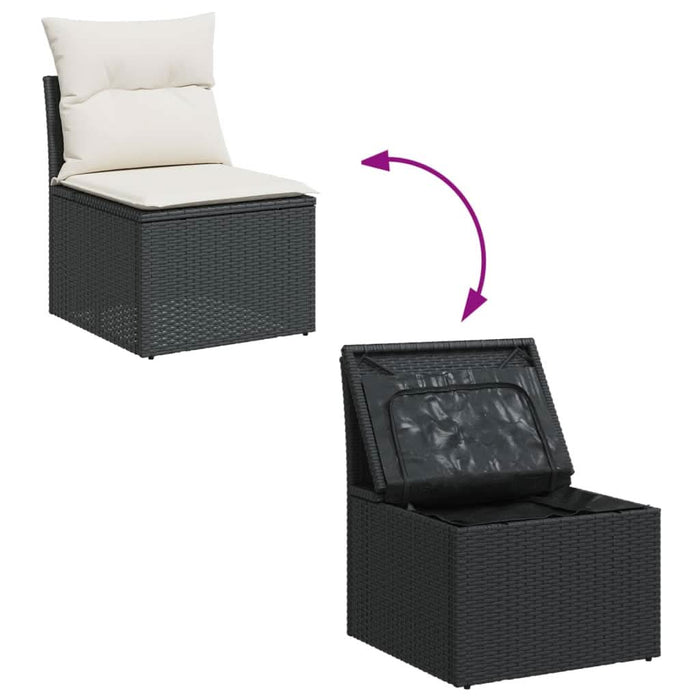 Set mobilier de grădină cu perne, 4 piese, negru, poliratan - WALTI WALTI