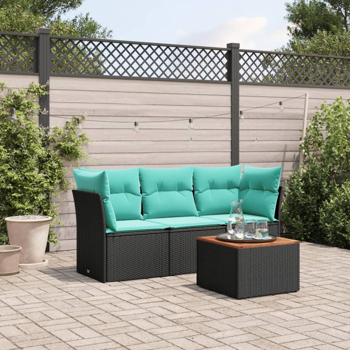 Set mobilier de grădină cu perne, 4 piese, negru, poliratan - WALTI WALTI