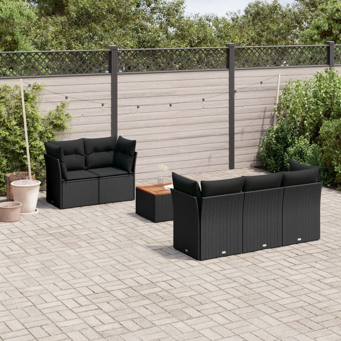 Set mobilier de grădină cu perne, 6 piese, negru, poliratan - WALTI WALTI