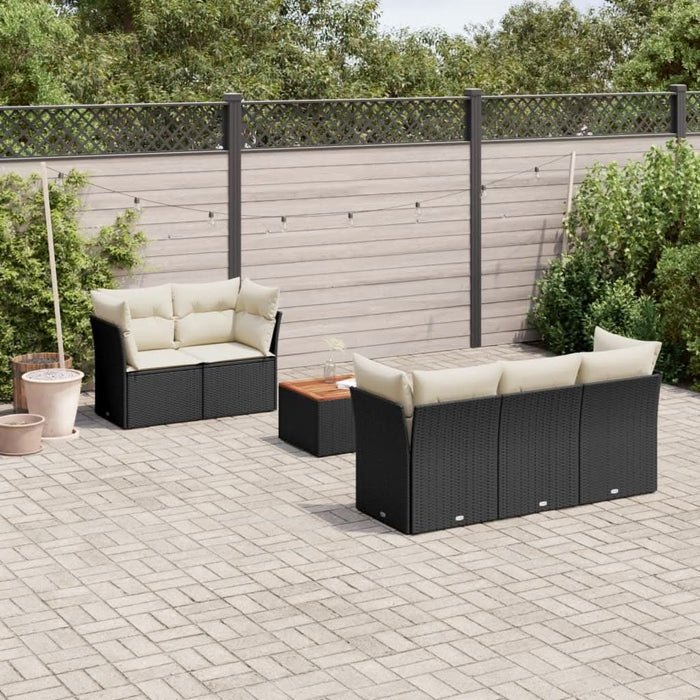 Set mobilier de grădină cu perne, 6 piese, negru, poliratan - WALTI WALTI