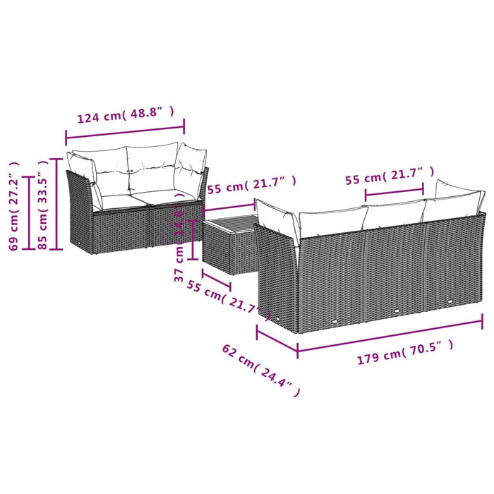 Set canapele de grădină cu perne, 6 piese, negru, poliratan - WALTI WALTI