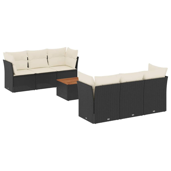 Set canapele de grădină cu perne, 7 piese, negru, poliratan - WALTI WALTI