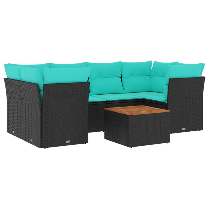 Set canapele de grădină cu perne, 7 piese, negru, poliratan - WALTI WALTI
