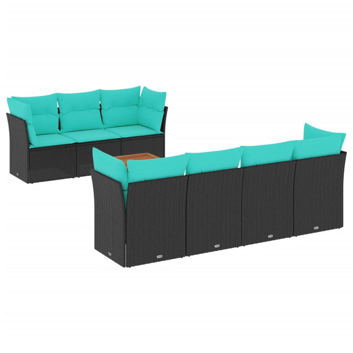 Set canapele de grădină cu perne, 8 piese, negru, poliratan - WALTI WALTI