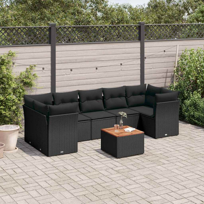 Set mobilier de grădină cu perne, 8 piese, negru, poliratan - WALTI WALTI