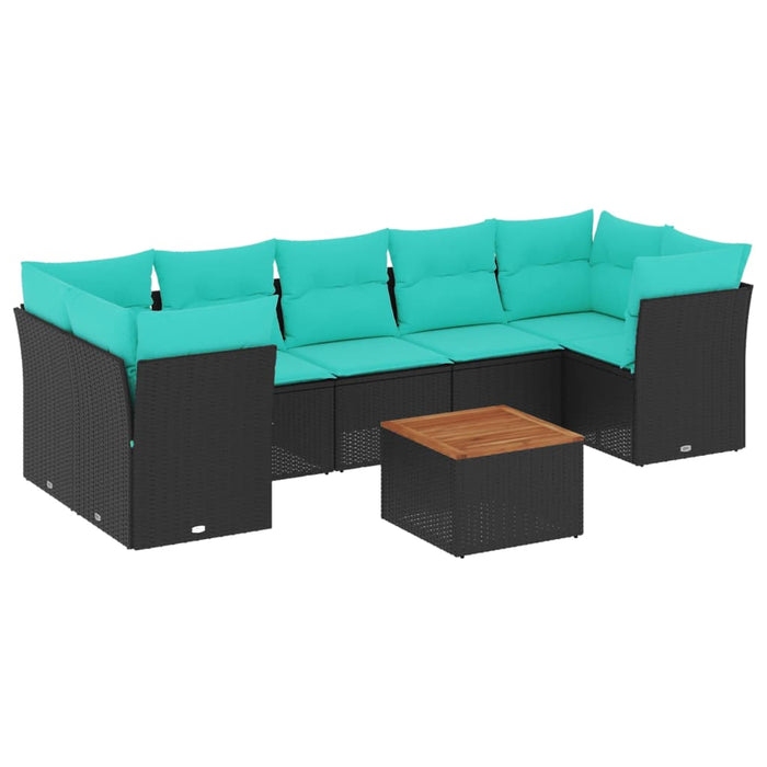 Set canapele de grădină cu perne, 8 piese, negru, poliratan - WALTI WALTI
