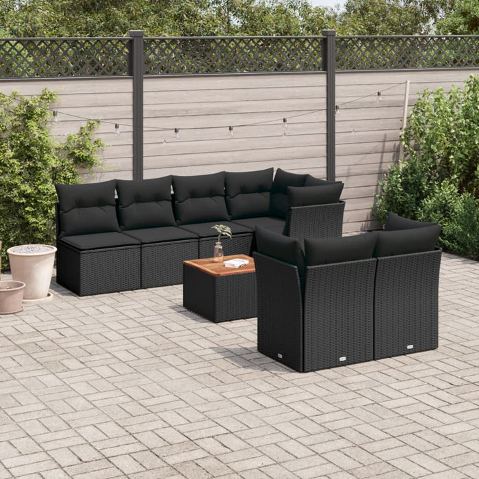 Set mobilier de grădină cu perne, 8 piese, negru, poliratan - WALTI WALTI