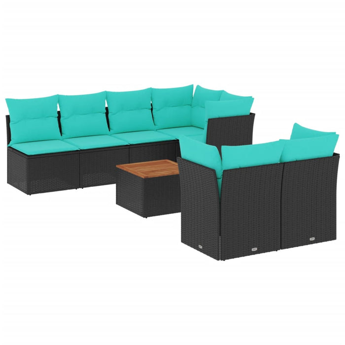 Set canapele de grădină cu perne, 8 piese, negru, poliratan - WALTI WALTI