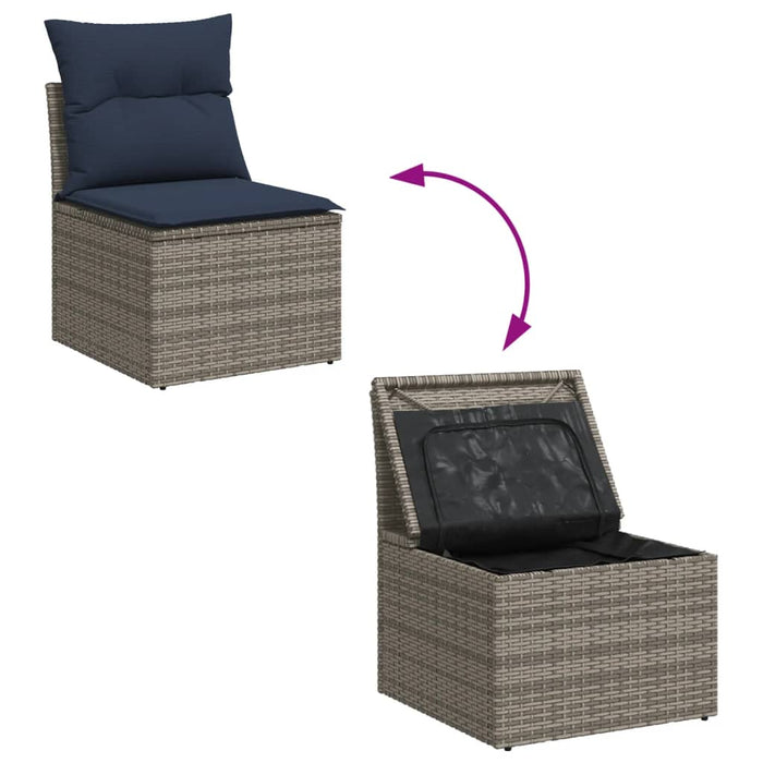 Set canapele de grădină cu perne, 8 piese, gri, poliratan - WALTI WALTI