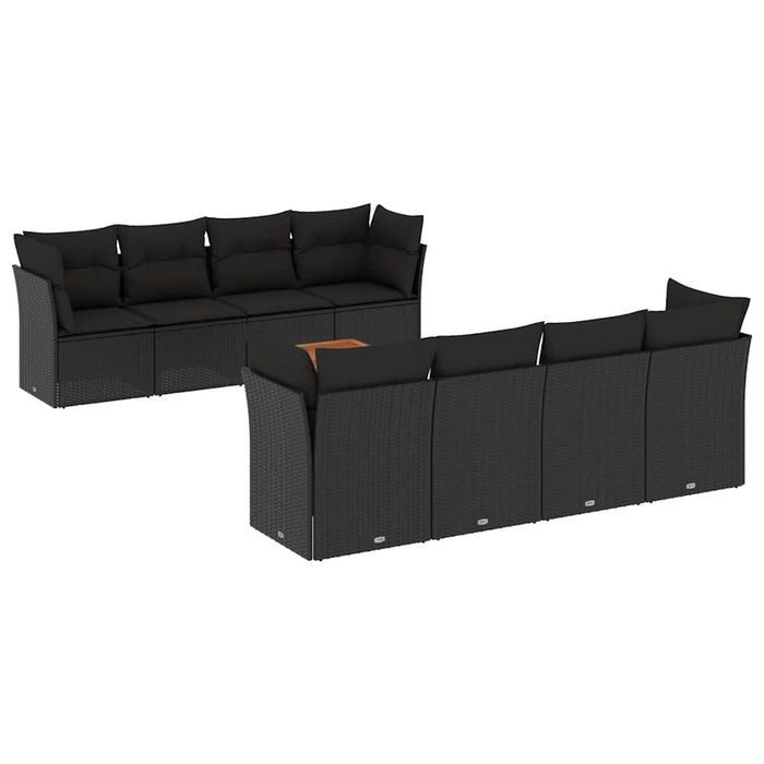 Set mobilier de grădină cu perne, 9 piese, negru, poliratan - WALTI WALTI