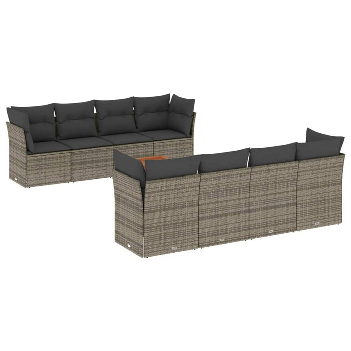 Set canapele de grădină, 9 piese, cu perne, gri, poliratan - WALTI WALTI
