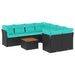 Set mobilier de grădină cu perne, 9 piese, negru, poliratan - WALTI WALTI