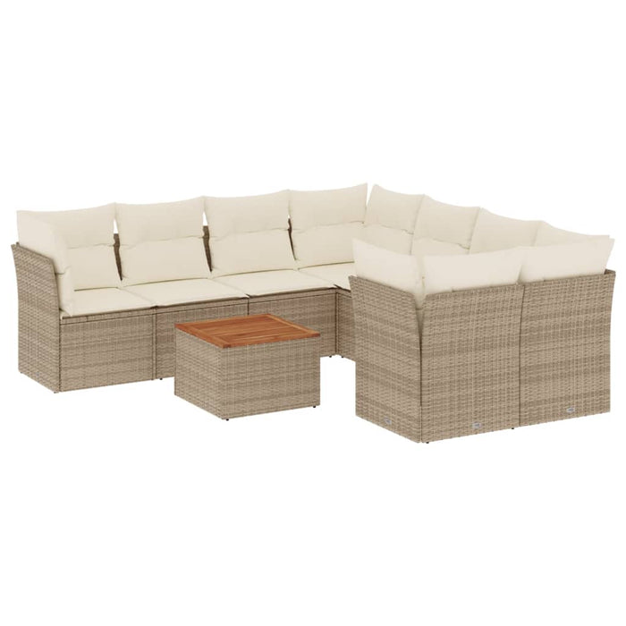 Set canapele de grădină, 9 piese, cu perne, bej, poliratan - WALTI WALTI
