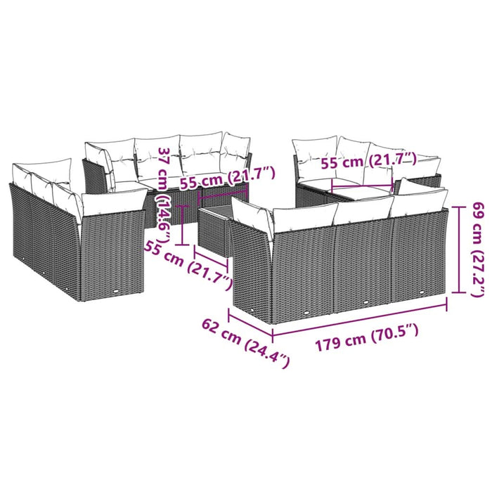 Set canapele de grădină, 13 piese, cu perne, bej, poliratan - WALTI WALTI