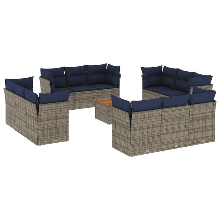 Set mobilier de grădină cu perne, 13 piese, gri, poliratan - WALTI WALTI