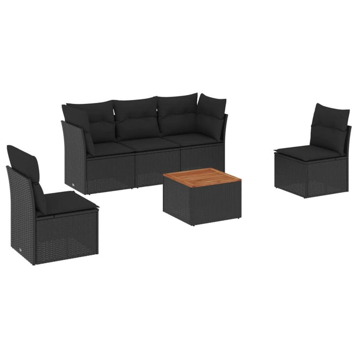 Set mobilier de grădină cu perne, 6 piese, negru, poliratan - WALTI WALTI