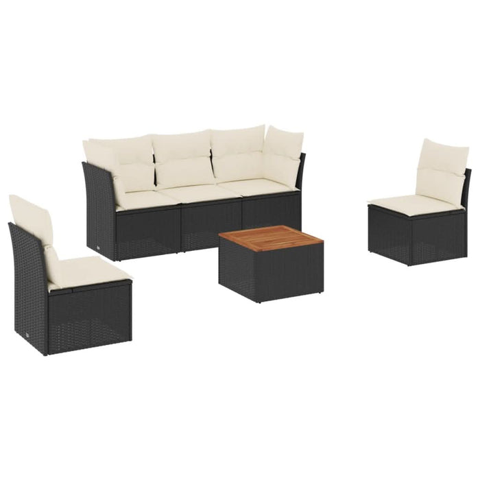 Set mobilier de grădină cu perne, 6 piese, negru, poliratan - WALTI WALTI