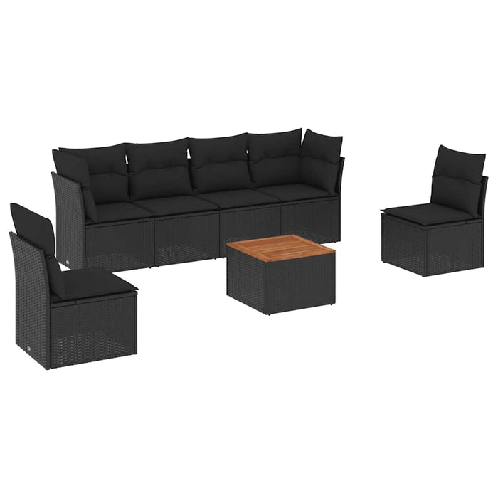 Set canapele de grădină cu perne, 7 piese, negru, poliratan - WALTI WALTI