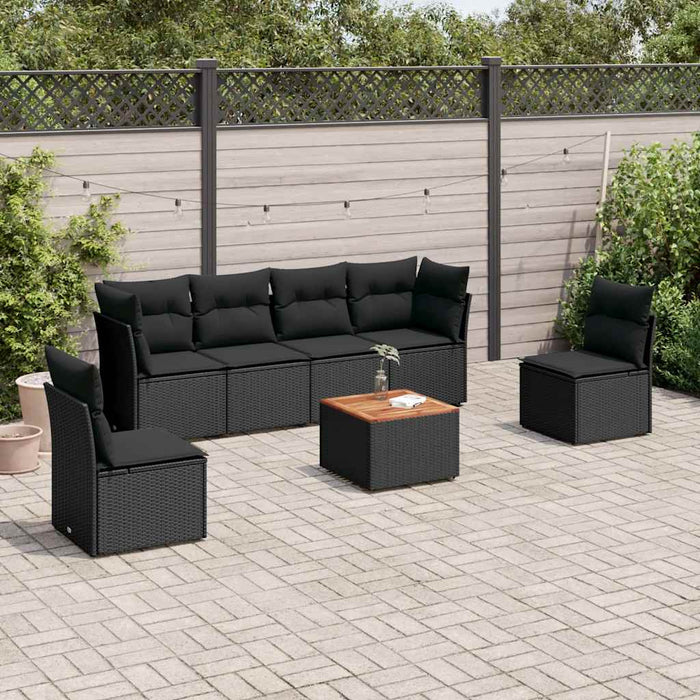 Set canapele de grădină cu perne, 7 piese, negru, poliratan - WALTI WALTI