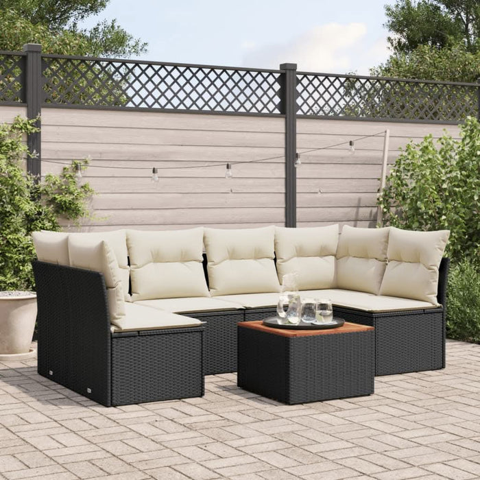 Set canapele de grădină cu perne, 7 piese, negru, poliratan - WALTI WALTI