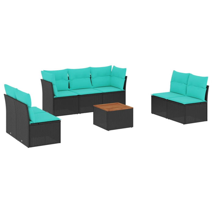 Set canapele de grădină cu perne, 8 piese, negru, poliratan WALTI