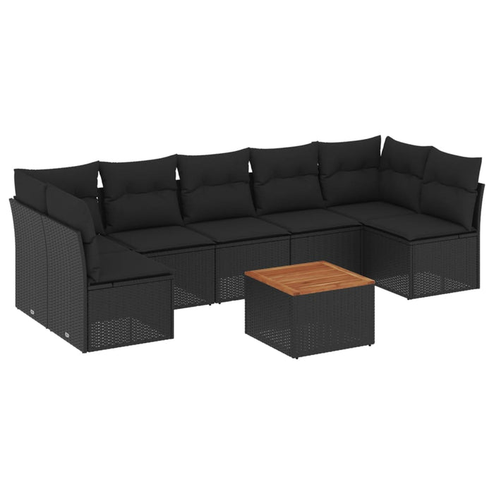 Set mobilier de grădină cu perne, 8 piese, negru, poliratan - WALTI WALTI