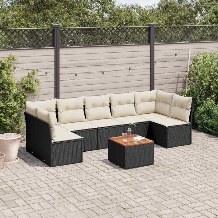 Set mobilier de grădină cu perne, 8 piese, negru, poliratan - WALTI WALTI