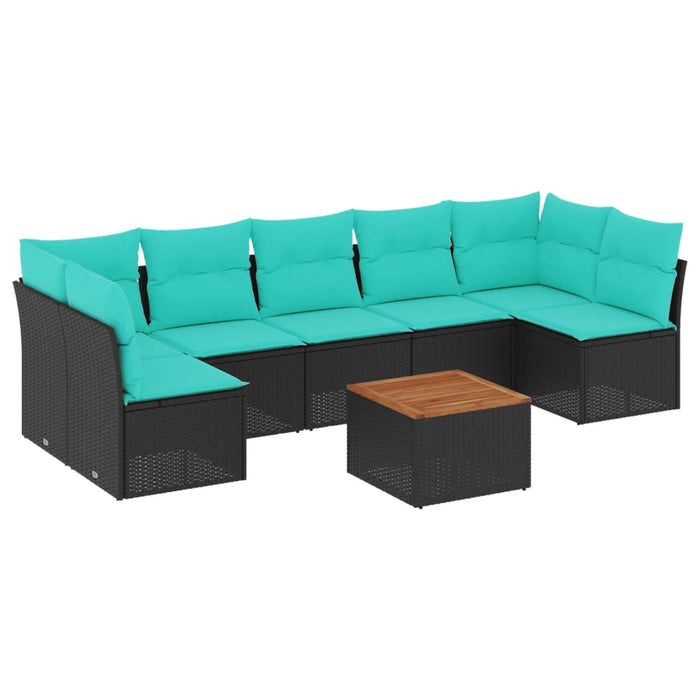Set mobilier de grădină cu perne, 8 piese, negru, poliratan - WALTI WALTI